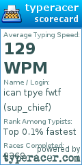 Scorecard for user sup_chief