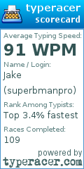 Scorecard for user superbmanpro