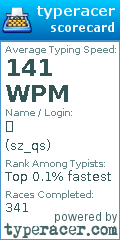 Scorecard for user sz_qs