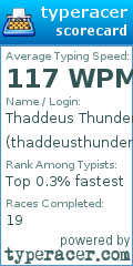 Scorecard for user thaddeusthunderthock