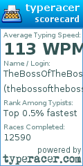 Scorecard for user thebossoftheboss_7