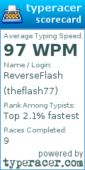 Scorecard for user theflash77
