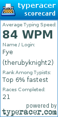 Scorecard for user therubyknight2