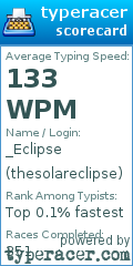 Scorecard for user thesolareclipse