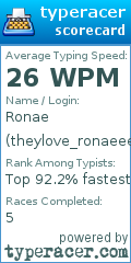 Scorecard for user theylove_ronaeee
