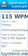 Scorecard for user timmylearntotype