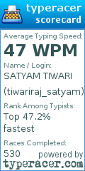 Scorecard for user tiwariraj_satyam