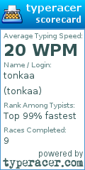 Scorecard for user tonkaa
