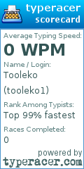 Scorecard for user tooleko1