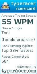 Scorecard for user toooldforpastor