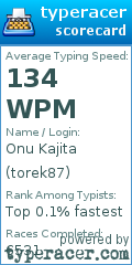 Scorecard for user torek87