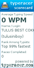 Scorecard for user tulusiniboy