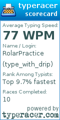 Scorecard for user type_with_drip