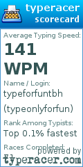 Scorecard for user typeonlyforfun