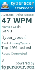 Scorecard for user typer_coder