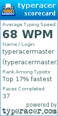 Scorecard for user typeracermaster234234234