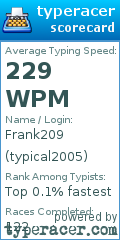 Scorecard for user typical2005