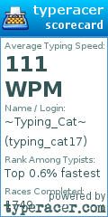 Scorecard for user typing_cat17