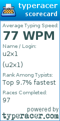 Scorecard for user u2x1