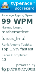 Scorecard for user ulises_lima