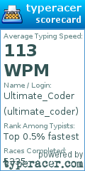 Scorecard for user ultimate_coder