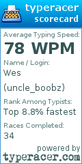 Scorecard for user uncle_boobz