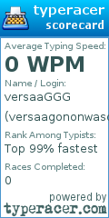 Scorecard for user versaagononwasdie