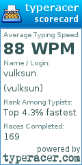 Scorecard for user vulksun