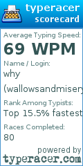 Scorecard for user wallowsandmisery