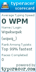 Scorecard for user wqwq_