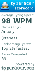 Scorecard for user xrenez