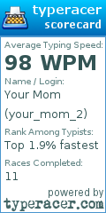 Scorecard for user your_mom_2
