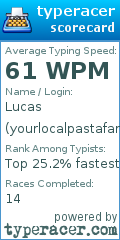 Scorecard for user yourlocalpastafarian
