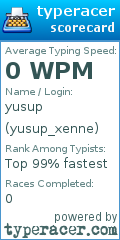 Scorecard for user yusup_xenne